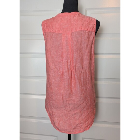 Christian Siriano Blouse 100% Linen Size M Pink Shirt Tunic Sleeveless EUC - Picture 2 of 8